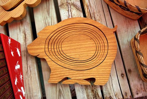 Scrollwork Wooden Pig