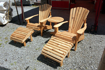 Adirondack Chairs with Side Table and Ottoman