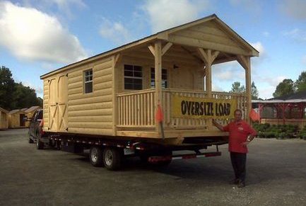 10' x 24' Log Style Shed with 6ft Deck Log Style Shed with 6ft Deck