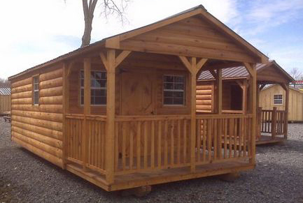 10' x 24' Log Style Shed with 6ft deck Shed